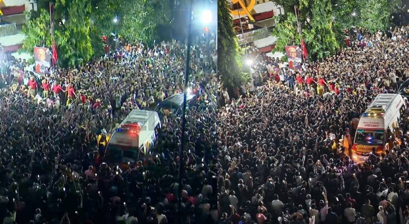 ‘ഇല്ല ഇല്ല മരിക്കുന്നില്ല, സഖാവ് വിഎസ് ജീവിക്കുന്നു ഞങ്ങളിലൂടെ’; എകെജി സെന്ററിൽ ജനസാഗരം