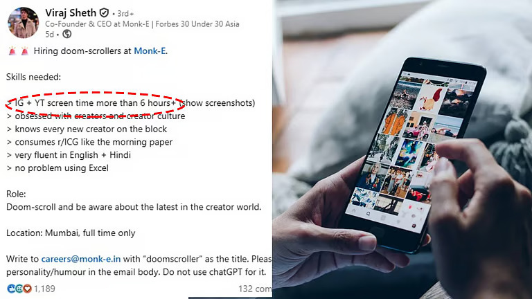 റീൽ അഡിക്ട് ആണോ? ജോലി കിട്ടും! ദിവസവും ആറ് മണിക്കൂർ ഇൻസ്റ്റഗ്രാമിൽ സ്ക്രോൾ ചെയ്യുന്നവരെ തിരഞ്ഞ് മുംബൈയിലെ കമ്പനി