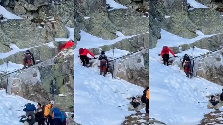 ഒമ്പതു മാസം പ്രായമുള്ള കുഞ്ഞുമായി പർവതാരോഹണം; ദമ്പതികള് മലമുകളില് കുടുങ്ങി