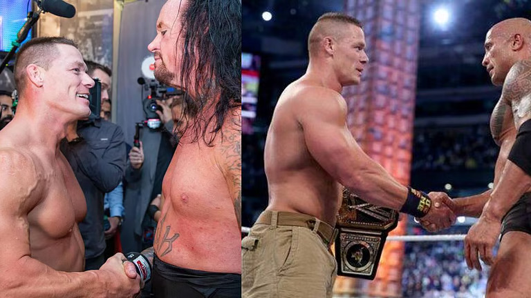 23 വര്ഷം നീണ്ട അത്ഭുതം; ജോണ് സീനയെ അഭിനന്ദിച്ച് അണ്ടര്ടേക്കറും റോക്കും