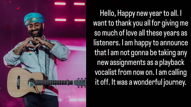 ‘ഇതൊരു മനോഹരമായ യാത്രയായിരുന്നു’; പിന്നണി ഗാനരംഗം വിടുന്നുവെന്ന് ഗായകൻ അരിജിത് സിംഗ്