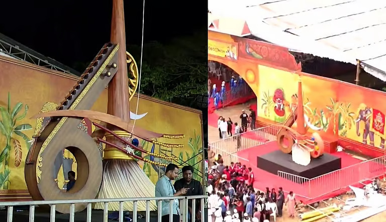 ചിലങ്ക മുതല് പാലറ്റ് വരെ; കലോത്സവ നഗരിയിലെ പ്രധാന ആകര്ഷണമായി കൊടിമരം