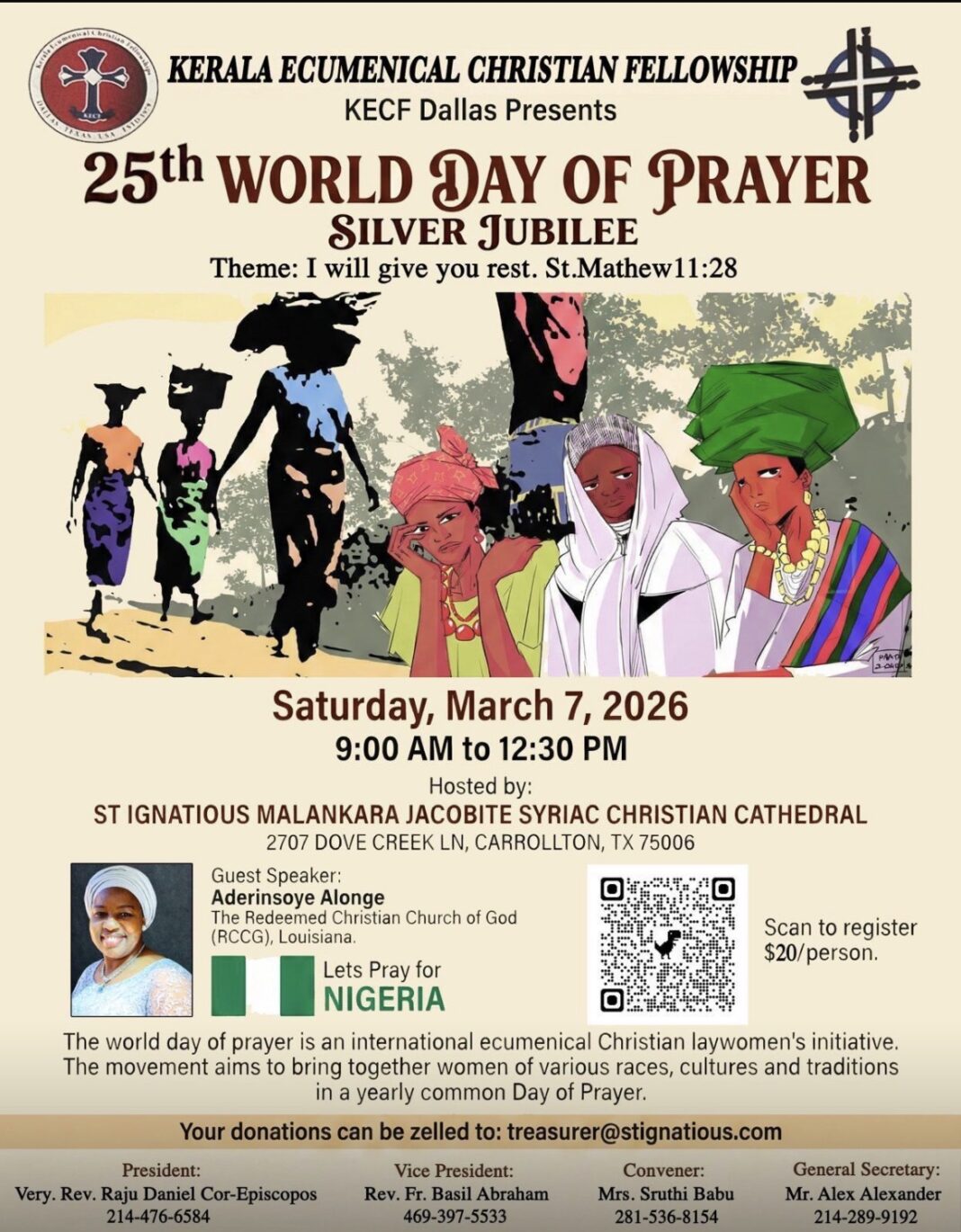 ഡാലസിൽ കെ.ഇ.സി.എഫിന്റെ ആഭിമുഖ്യത്തിൽ 25-ാമത് ലോക പ്രാർത്ഥനാ ദിനം സംഘടിപ്പിക്കുന്നു