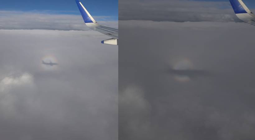 മഴവിൽ വലയത്തിനുള്ളിൽ ഇൻഡിഗോ വിമാനം; വിസ്മയമായി പൈലറ്റ്സ് ഗ്ലോറി പ്രതിഭാസം