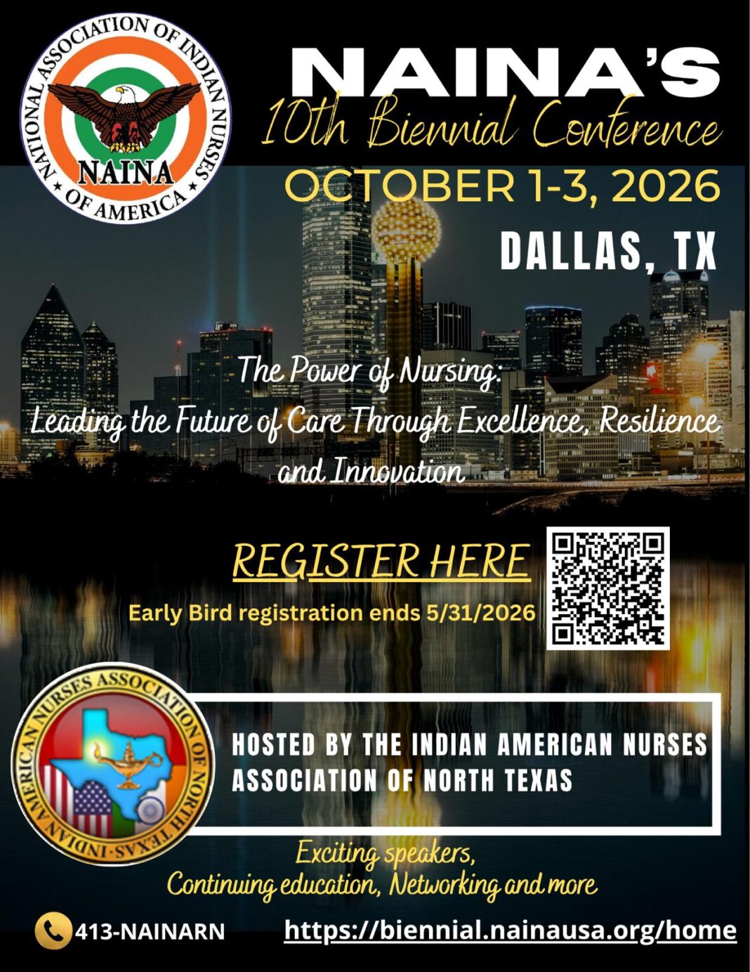 നാഷണൽ അസോസിയേഷൻ ഓഫ് ഇന്ത്യൻ നഴ്സസ് ഓഫ് അമേരിക്കയുടെ (NAINA) 10 മത്തെ ദ്വിവാർഷിക സമ്മേളനം ഡാള്ളസിൽ