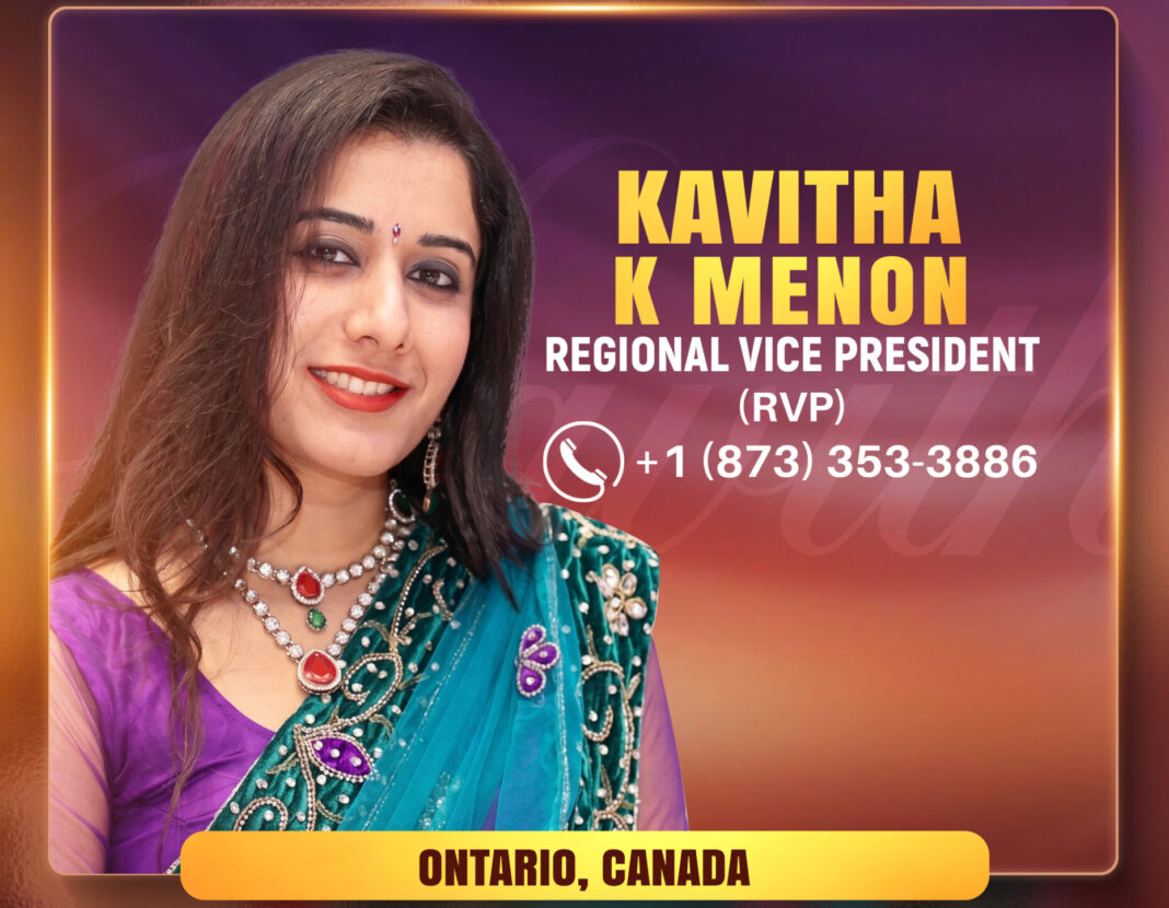 കെ.എച്ച്.എൻ.എ കാനഡ-ഒന്റാറിയോ റീജിയണൽ വൈസ് പ്രസിഡന്റായി കവിത കെ. മേനോൻ