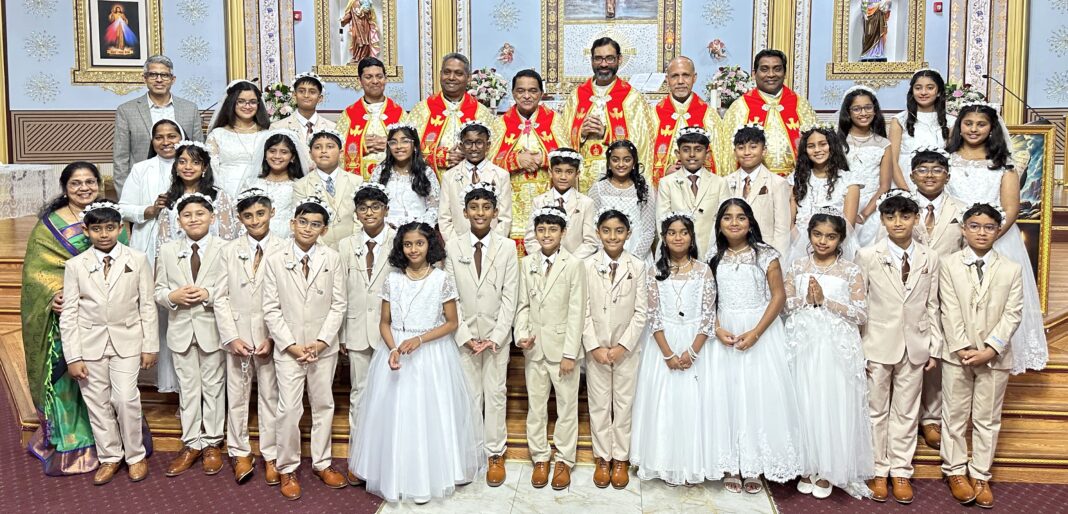 ഹൂസ്റ്റൺ സെന്റ് മേരീസ് ക്നാനായ കാത്തോലിക്ക ഫൊറാന ദൈവാലയത്തിൽ ഭക്തിസാന്ദ്രമായ പ്രഥമ ദിവ്യകാരുണ്യ സ്വീകരണം; 30 കുട്ടികൾ ആദ്യകുർബാന സ്വീകരിച്ചു